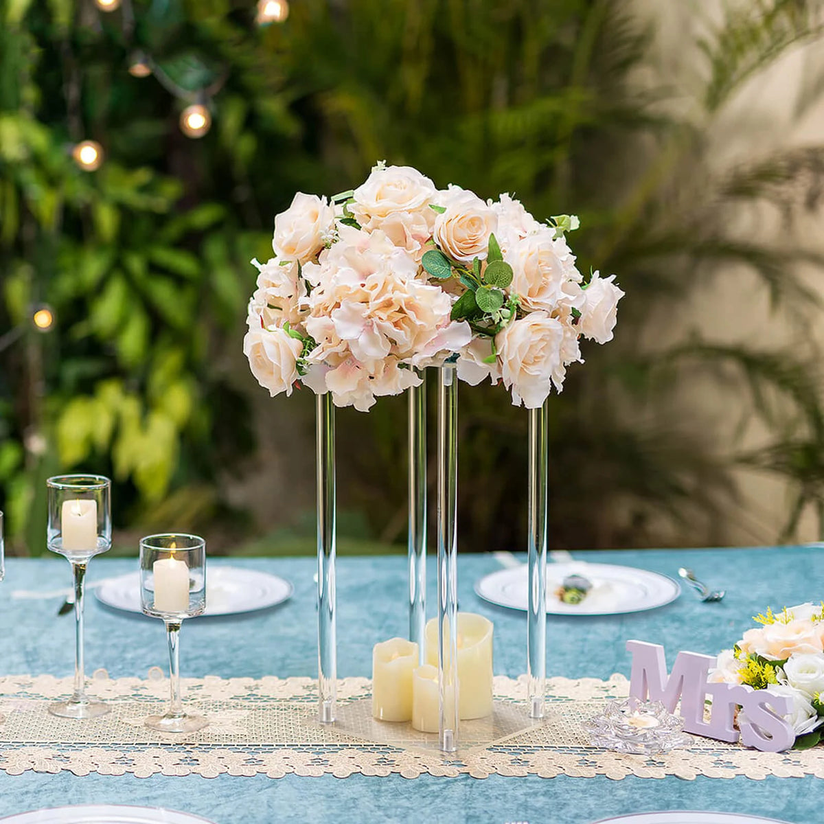 5/10 Pcs Acrylic Vase Wedding Centrepieces Clear Column Flower Display Stand Geometric Display Stand for Birthday Wedding Decor