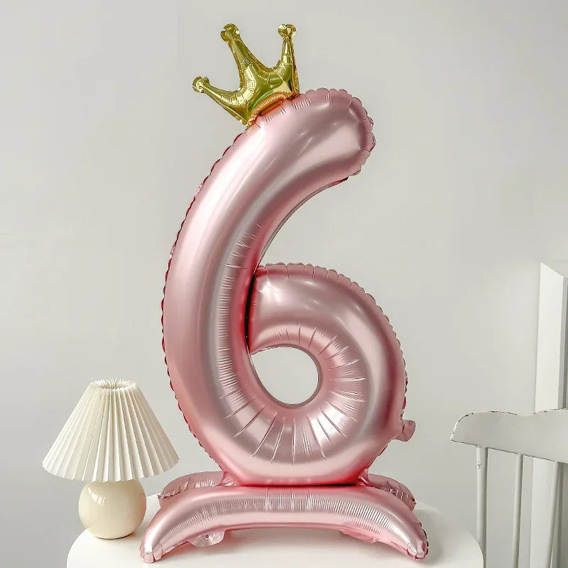42 inch Pink Standing Crown Digital Girl Birthday Party Anniversary Party Decoration Balloon
