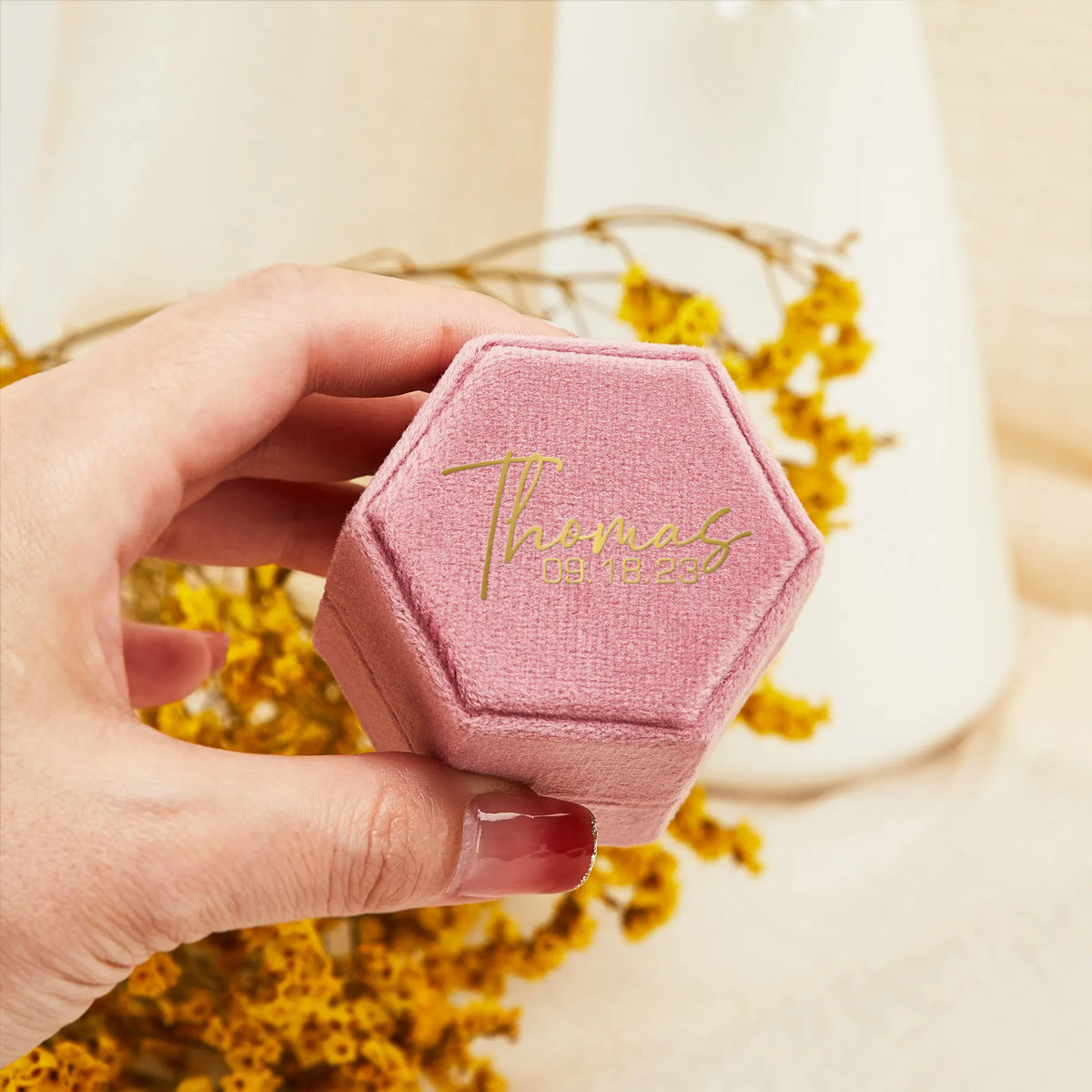 Custom Velvet Wedding Ring Box for Ceremony,Engagement Ring Box,Proposal Ring Box,Christmas Gifts,Wedding Gift,Anniversary Gifts