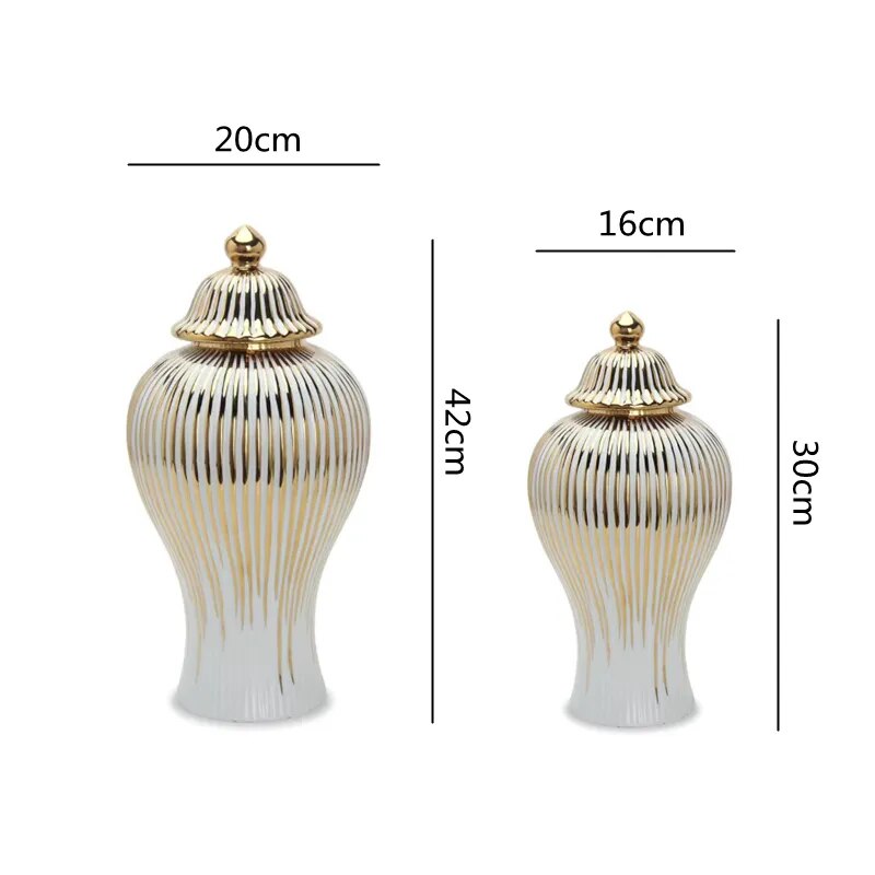 Gold Striped Ceramic Pot General Bottle Ginger Jar Hand-made Ceramic Bottle Porcelain Artifact Vase Storage Tank Home Decoration