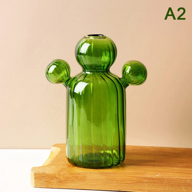 Cactus Glass Vase Small Fresh Glass Decorations Simple Home Living Room Desktop Ornaments Home Supplies