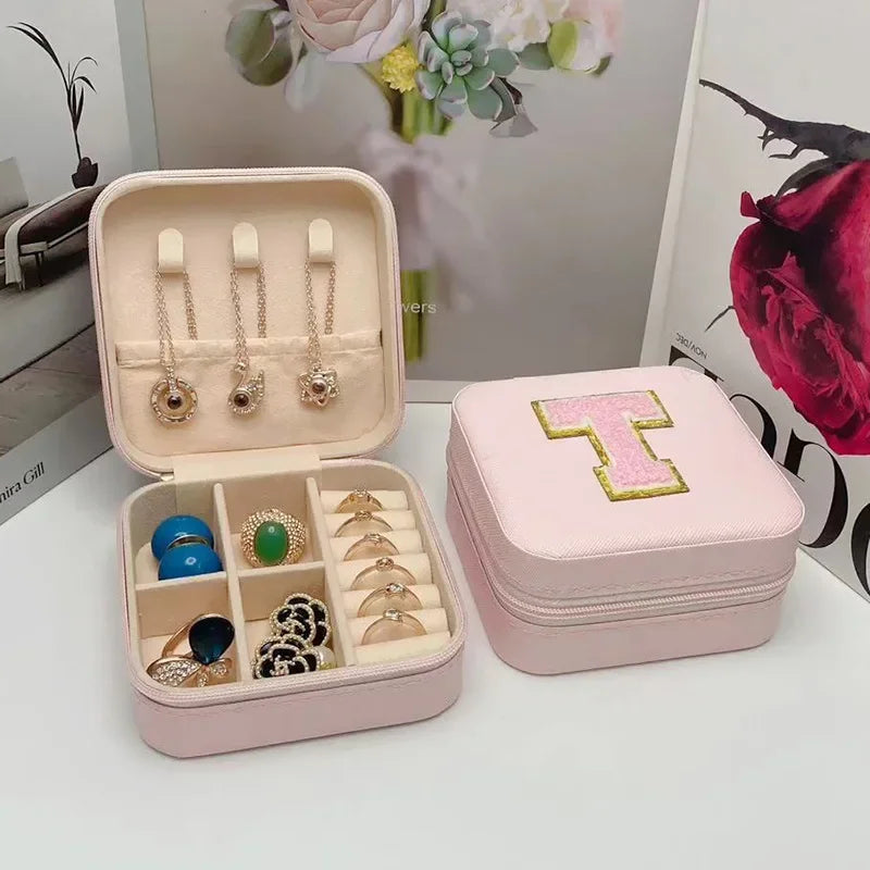 Mini Jewelry Storage Box Bridesmaid Gift Ideas Travel Jewelry Case Initial Letter with Name Birthday Party Box Mother's Day Gift
