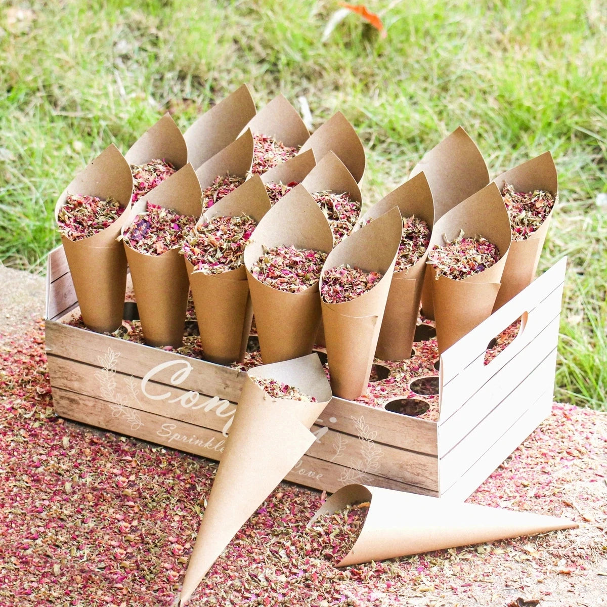 Wedding Confetti Cones Holder Stand Support for Wedding Cones Kraft Paper Wedding Decorations Supplies Confetti Tray Cone