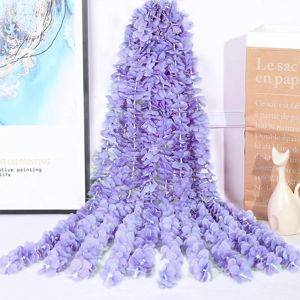 10PCS Artificial Wisteria Flowers Vine 29 Inch Long Tailing Silk Flower Strings for Wall Hanging Wedding Arch Party Home Decor