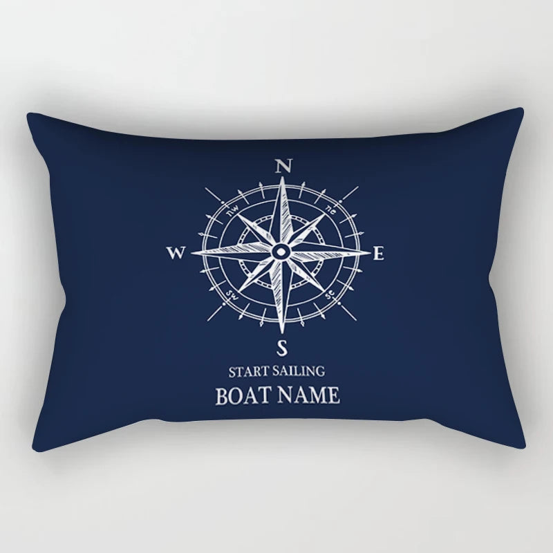 Blue nautical decoration compass waist pillowcase 30*50 home decoration sofa decoration cushion cover 40*60 can be customized