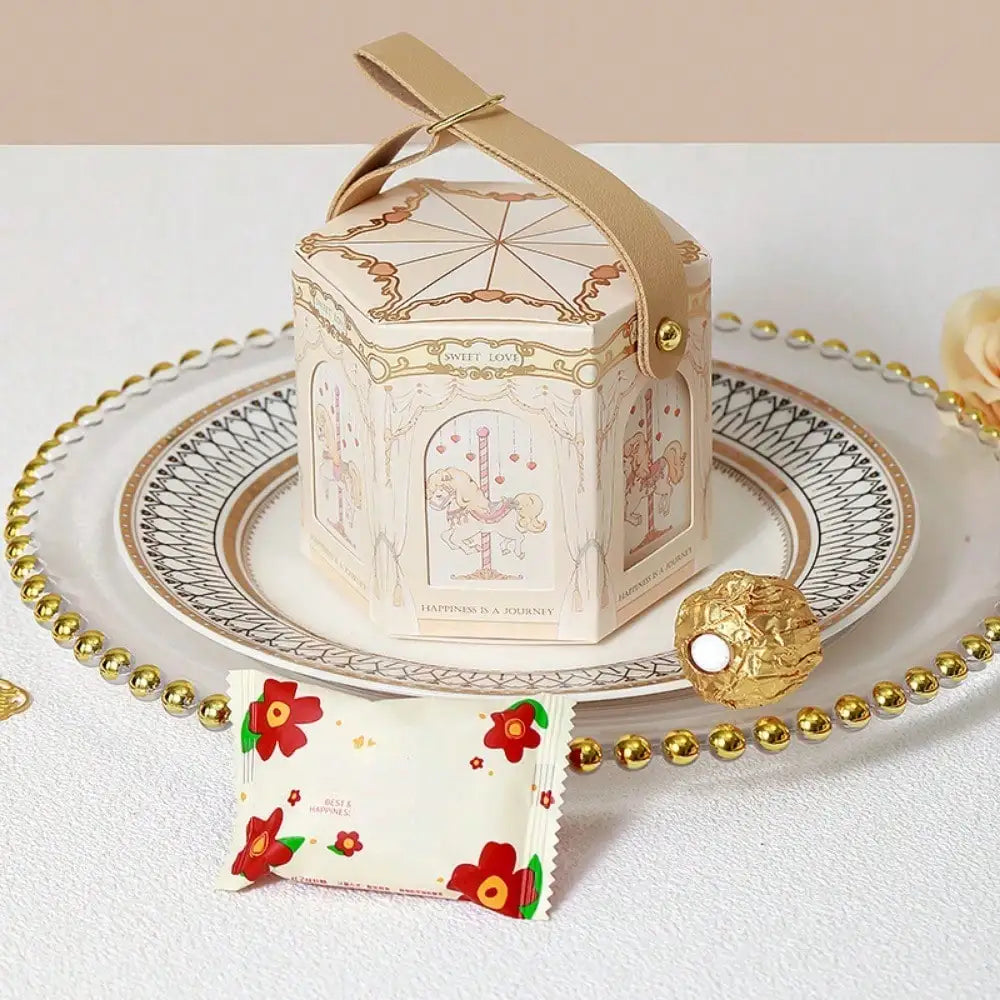 10pcs Carousel Candy Gift Boxes Packaging Wedding Birthday Party Favor Bags Baby Shower Christmas Present Case Supplies