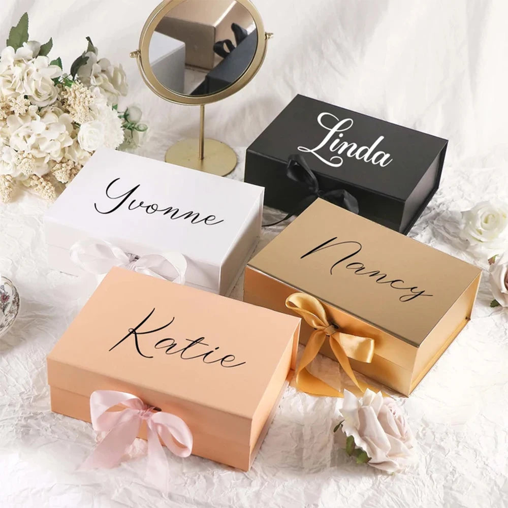 Personalized Wedding Gift Box Custom Name Sticker for Bridal Shower Gift Boxes Bridesmaid Box Hen Party Decorations