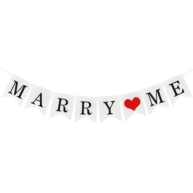Rustic Wedding Party Background Decorations Just Married Banner Garland Marry Me Propose Marriage Party Decor Bridal Shower