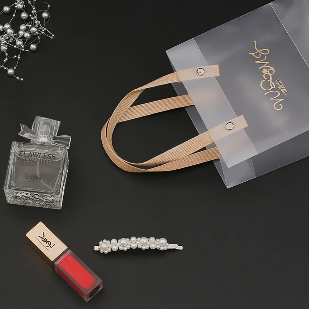 10PCS Frosted Tote Bag PVC Waterproof Transparent Eco-friendly Companion Gift Candy Bag