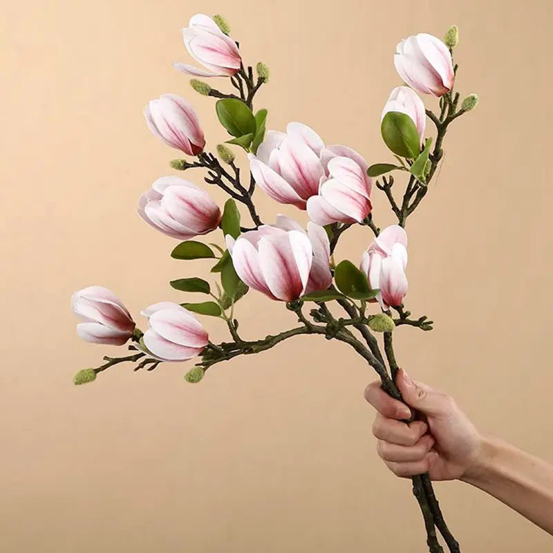 Single branch Artificial Plastic silk Magnolia flowers for Home vase windowsill Wedding Bride Outdoor arch Decoration prop diy