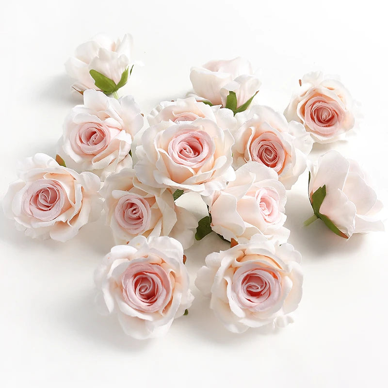 5/10pcs Silk Rose Artificial Flower Head Scrapbooking Home Wedding Wall Decoration Christmas DIY Wreath Candy Box Cake Decor