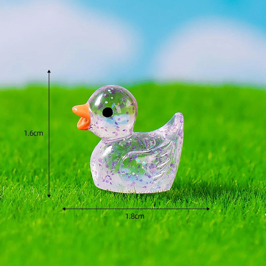 50PCS Mini Ducks Sequin Miniature Duck Resin Desk Decoration Cute Figurines Fairy Garden Accessories Home Decor DIY Doll House