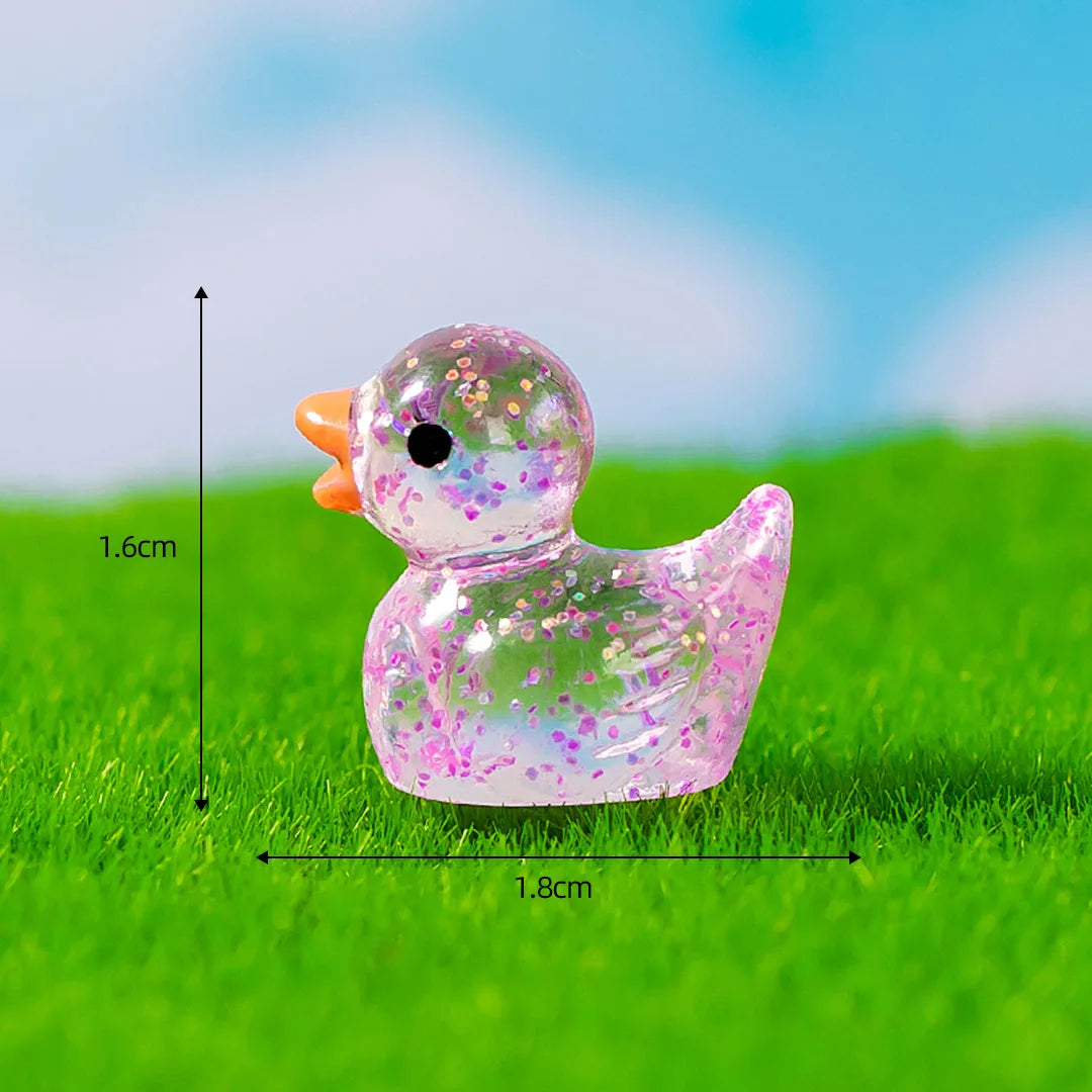 50PCS Mini Ducks Sequin Miniature Duck Resin Desk Decoration Cute Figurines Fairy Garden Accessories Home Decor DIY Doll House