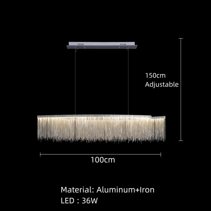 Beautiful Art Deco Pendant Light Aluminum Chain For Parlor Bedroom Restaurant Hanging Lamp Dropshipping Silver Metal