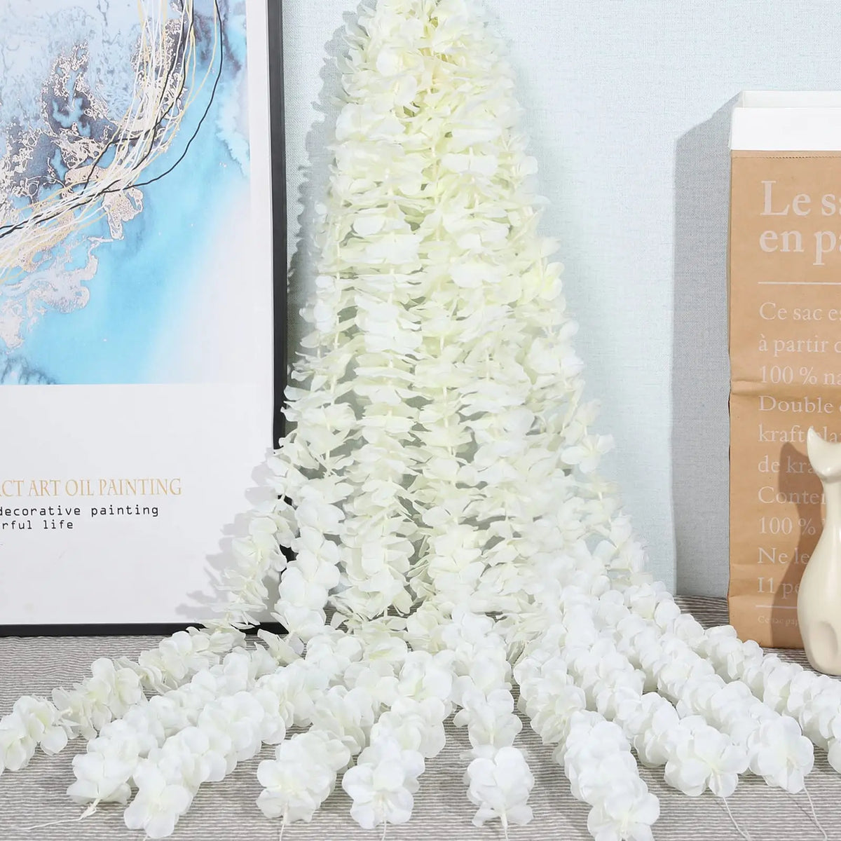 10PCS Artificial Wisteria Flowers Vine 29 Inch Long Tailing Silk Flower Strings for Wall Hanging Wedding Arch Party Home Decor