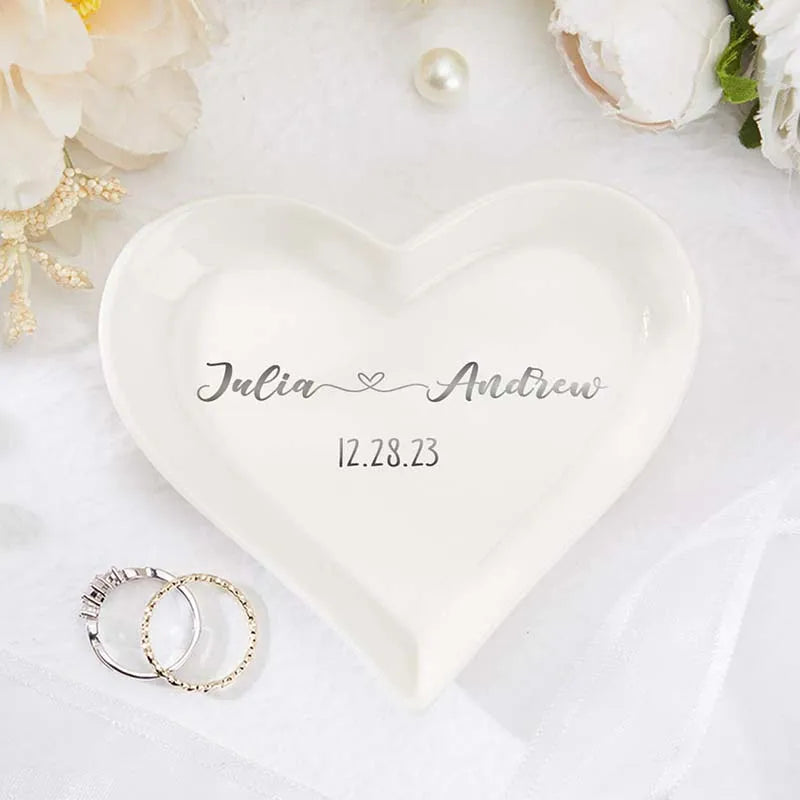 Personalized Wedding Ring Holder Coustom Engaged Trinket Tray Engagement Party Gift For Bride Anniversary Birthday Gift For Her