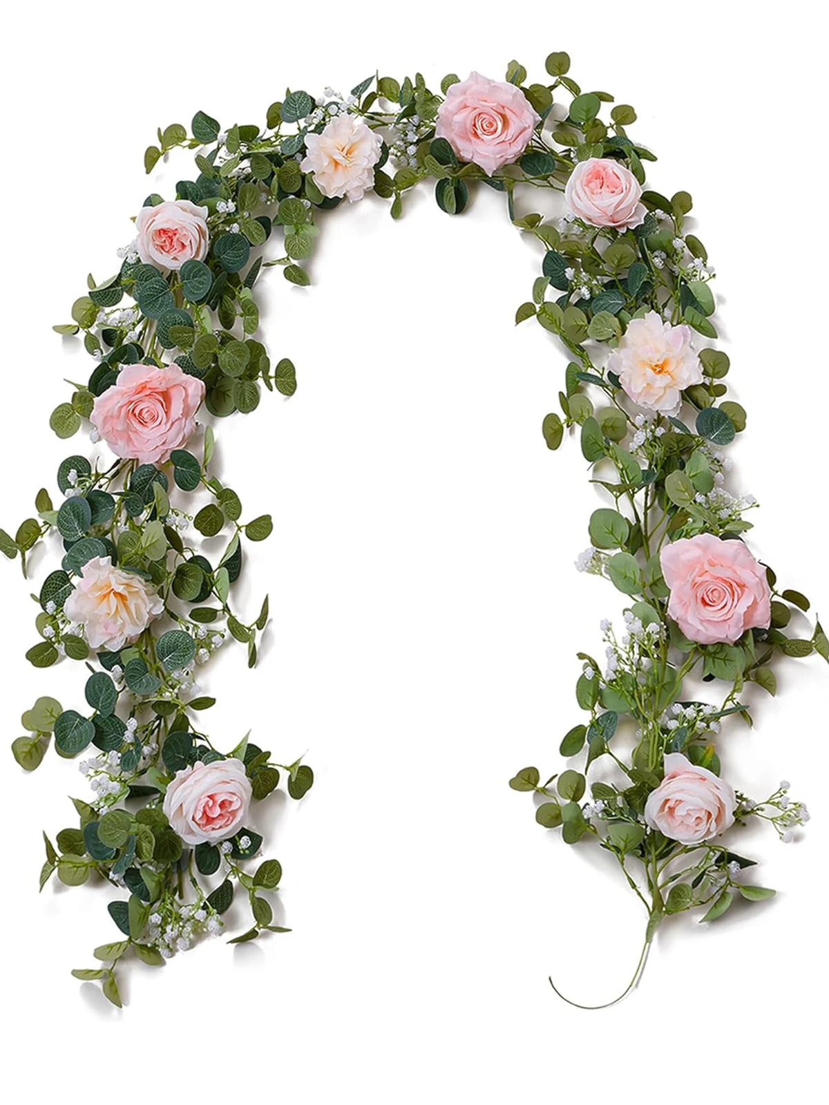 1pc Artificial Eucalyptus Rose Flowers Vine Gypsophila Floral Greenery Garland for Wedding Spring Home Party Craft Table Runner