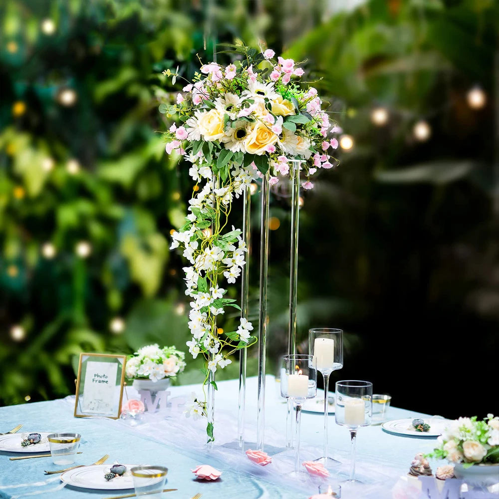 5/10 Pcs Acrylic Vase Wedding Centrepieces Clear Column Flower Display Stand Geometric Display Stand for Birthday Wedding Decor