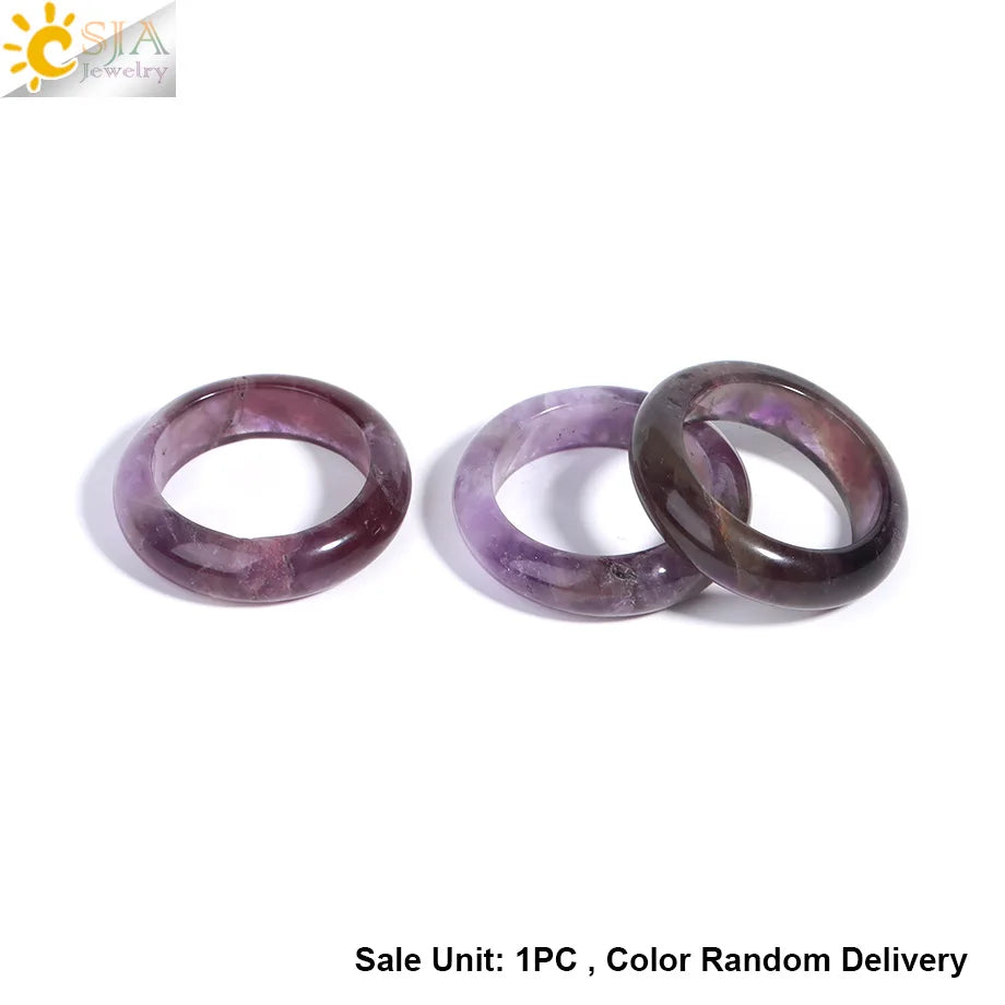 Reiki Crystal Rings for Men Natural Stone Pink Quartz Red Agates Amethyst Running Ring Jewelry 16 17 18 19 20 21 Inner Ring H474