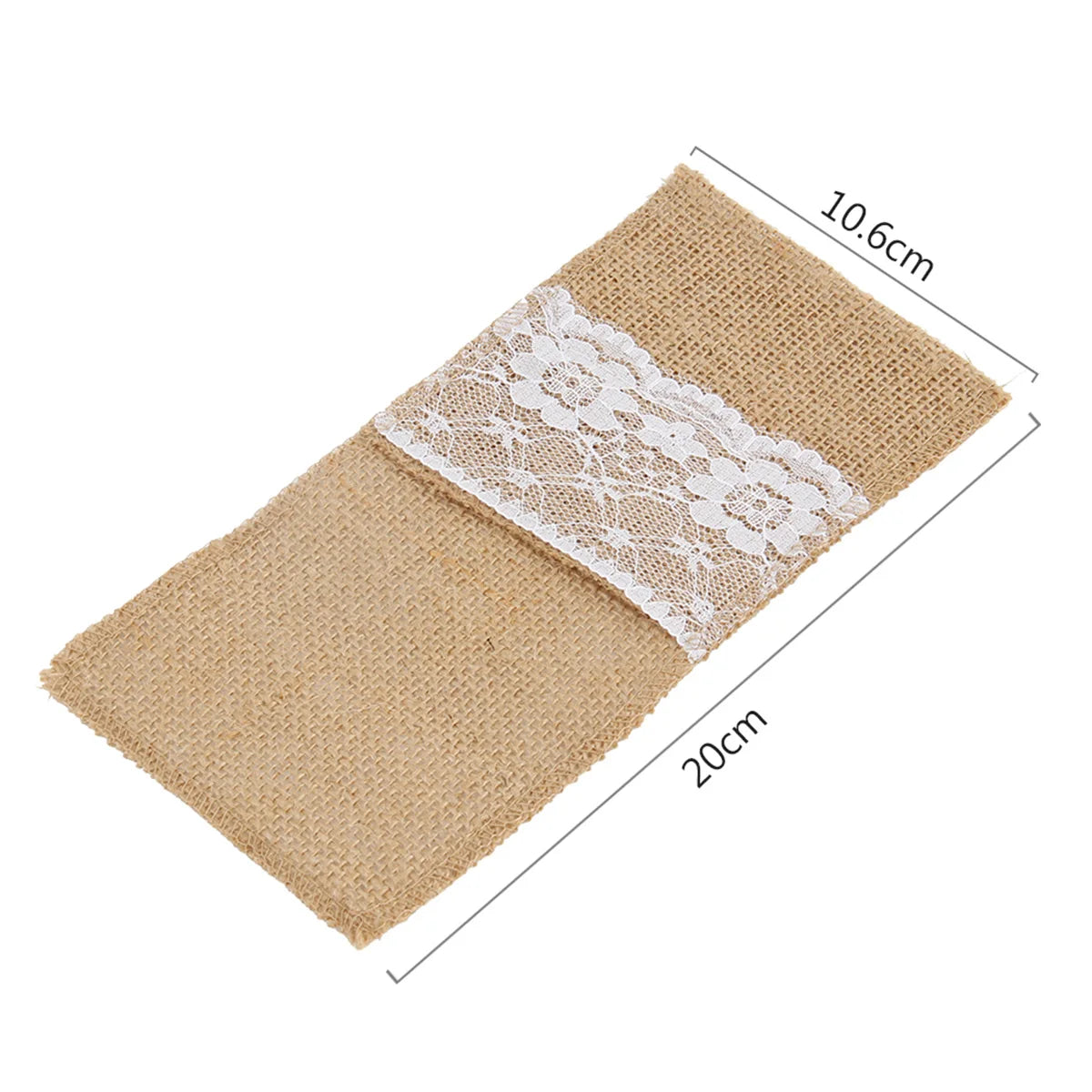 50Pcs Burlap Lace Cutlery Pouch Wedding Tableware Party Supplies Holder Bag Hessian Rustic Jute Table Decoration Accessories
