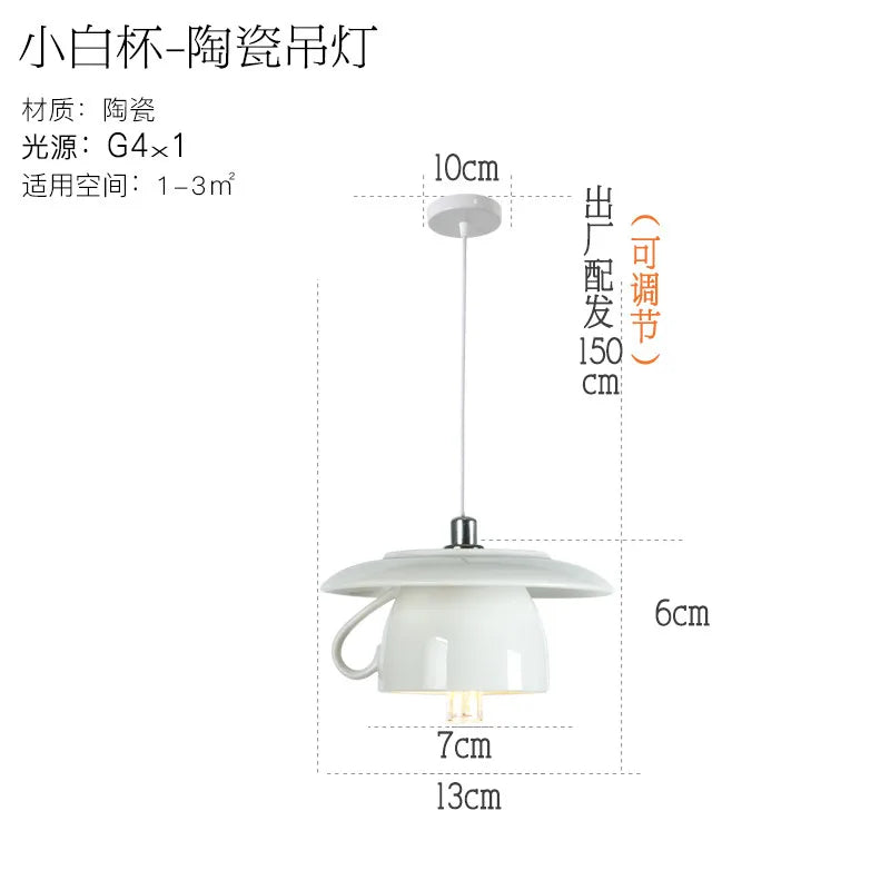 Modern Tea Cup Teapot Hanging Lamp Ceramic Led Pendant Lights Dining Room Kitchen Home Decor Luminaire Lighting Fixtures