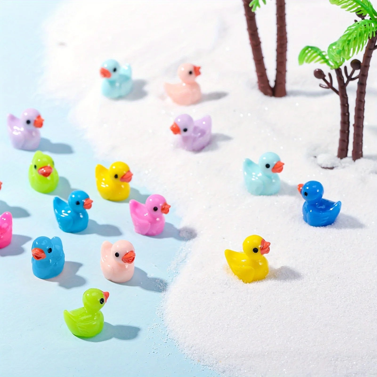 50Pcs Mini Resin Ducks Bulk Tiny Ducks Set for Potted Miniature Decoration Garden Dollhouse Cake Decoration DIY Slime Kit Craft