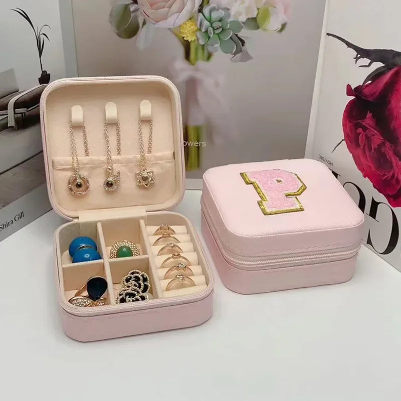 Mini Jewelry Storage Box Bridesmaid Gift Ideas Travel Jewelry Case Initial Letter with Name Birthday Party Box Mother's Day Gift