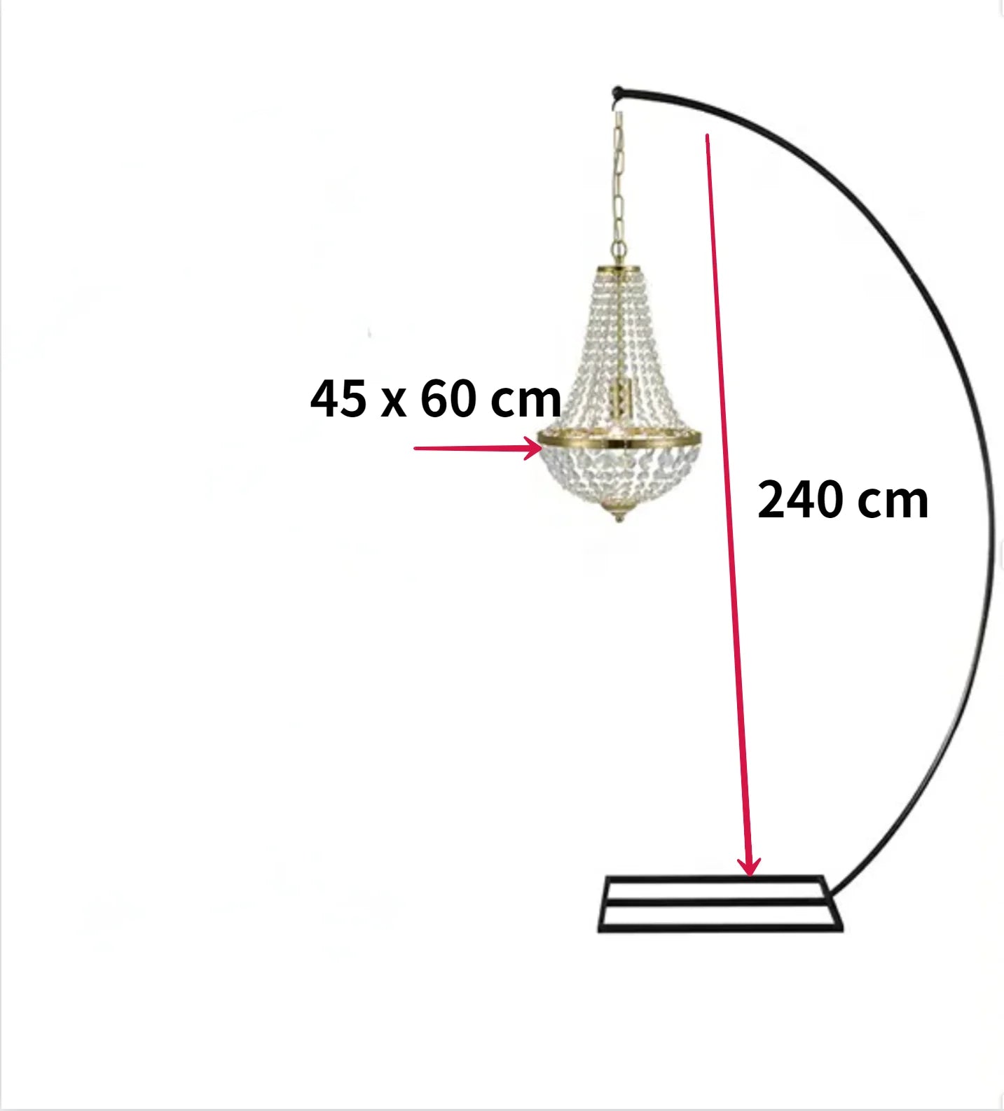 4pcs Luxury Metal Arch Drape with Suspend Chandelier Flowers Arches Wedding Stand Chandelier Display For Party Event Decoration