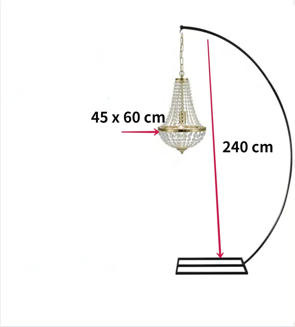 4pcs Luxury Metal Arch Drape with Suspend Chandelier Flowers Arches Wedding Stand Chandelier Display For Party Event Decoration