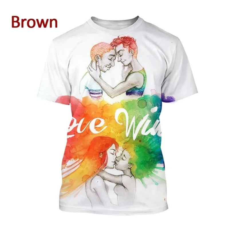New LGBT Rainbow T Shirt 3D Funny Short Sleeve T Shirt Men And Women LGBTQ Clothing Casual Fashion Print Streetwear Tops Clothes