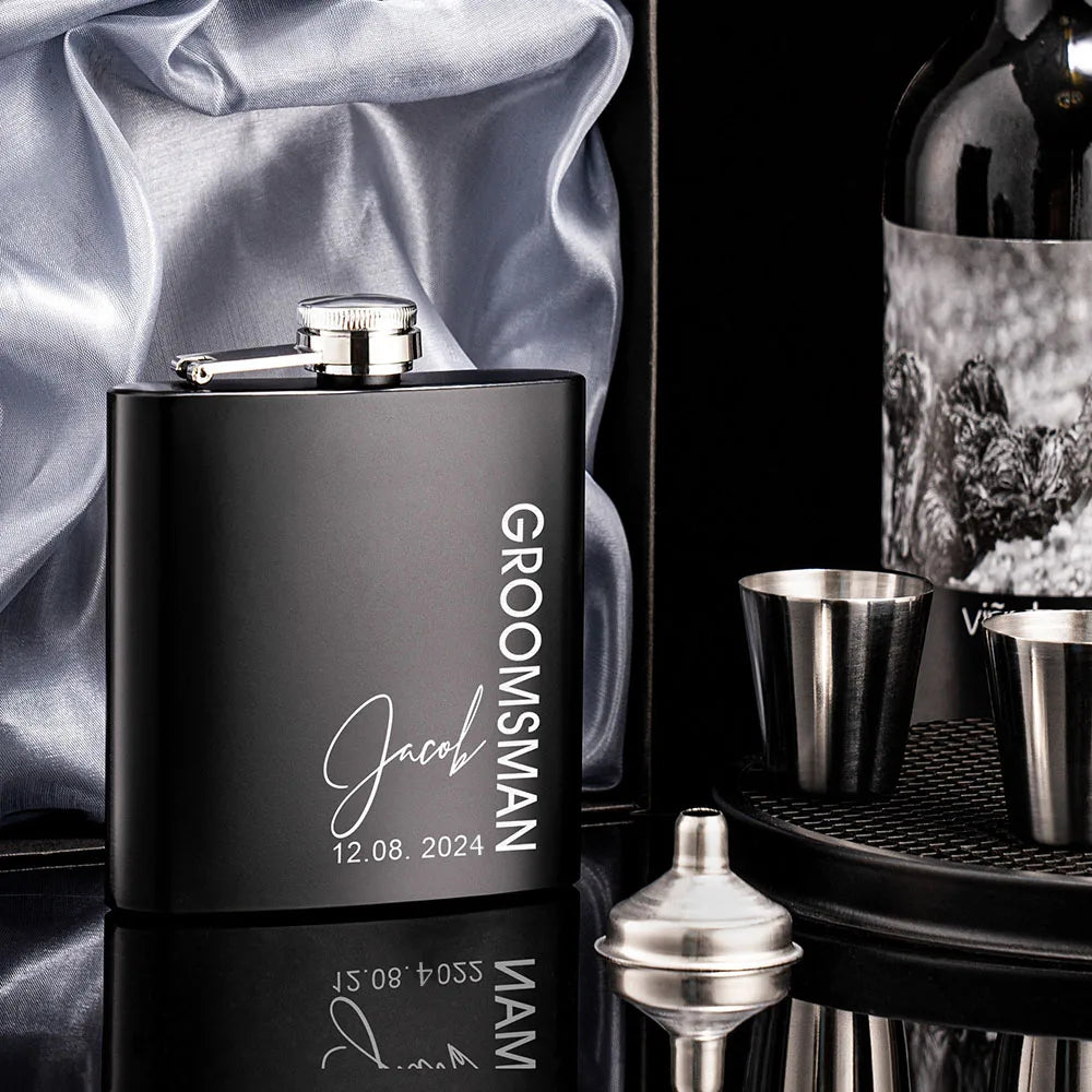 Personalized Groomsmen Flask Groomsman Gifts Wedding Party Present Best Man Proposal Gift for Men Bridal Party Engrave Hip Flask