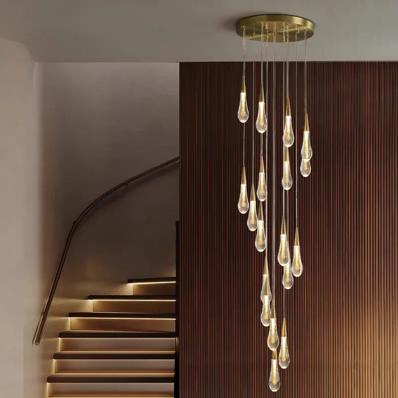 2024 New Modern LED Crystal Chandelier Lustre Restaurant Bar compound Stair Light Living Room Bedroom Lighting Art Lighting