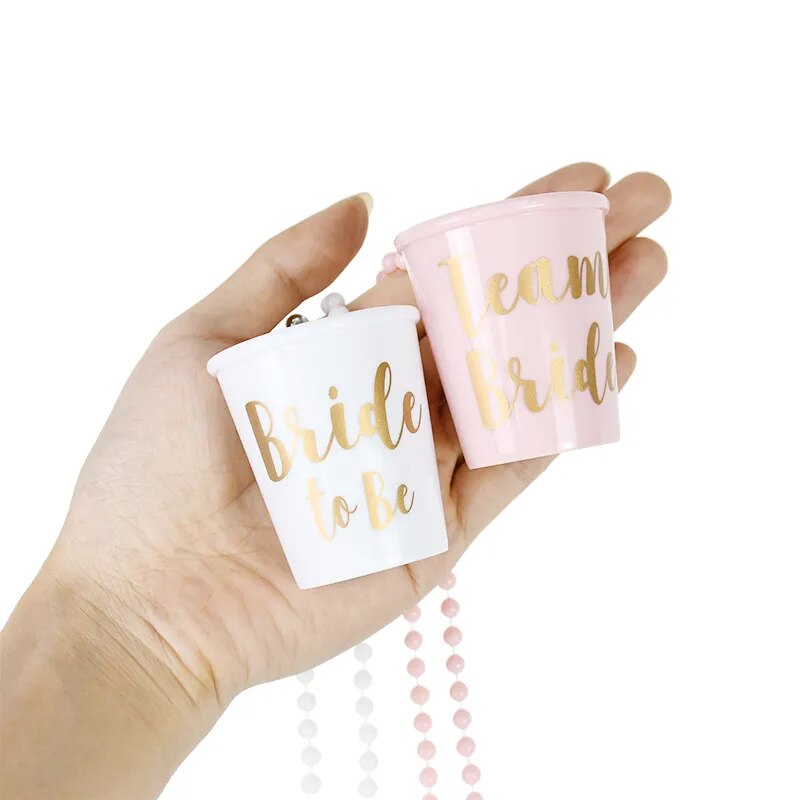 Bachelorette Party Team Bride To Be Cup Plastic Shot Glasses Necklace Beads Accessories Wedding Bridal Shower Hen Party Decor