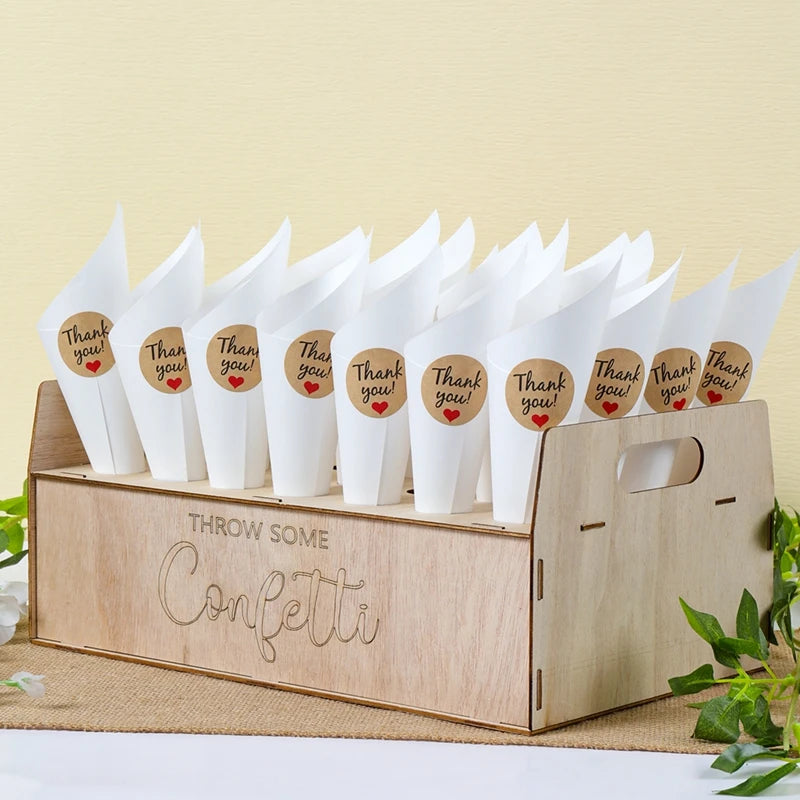 Wooden Wedding Confetti Cone Frame Tray Confetti Cones Stand Box Rustic Wedding Decoration DIY Holder Support Party Favor