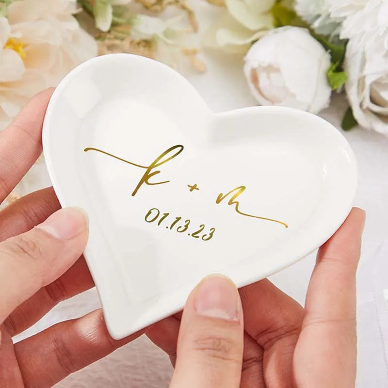 Personalized Wedding Ring Holder Coustom Engaged Trinket Tray Engagement Party Gift For Bride Anniversary Birthday Gift For Her