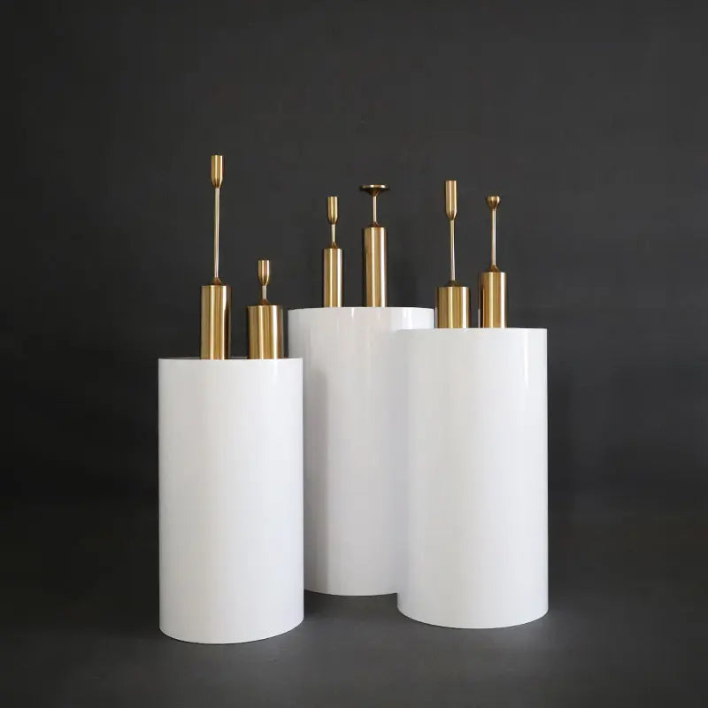 Cylinder Dispaly Pedestal Stand White 3/5pcs White Party Cake Pedestal Iron Circular Column For Wedding Decoration