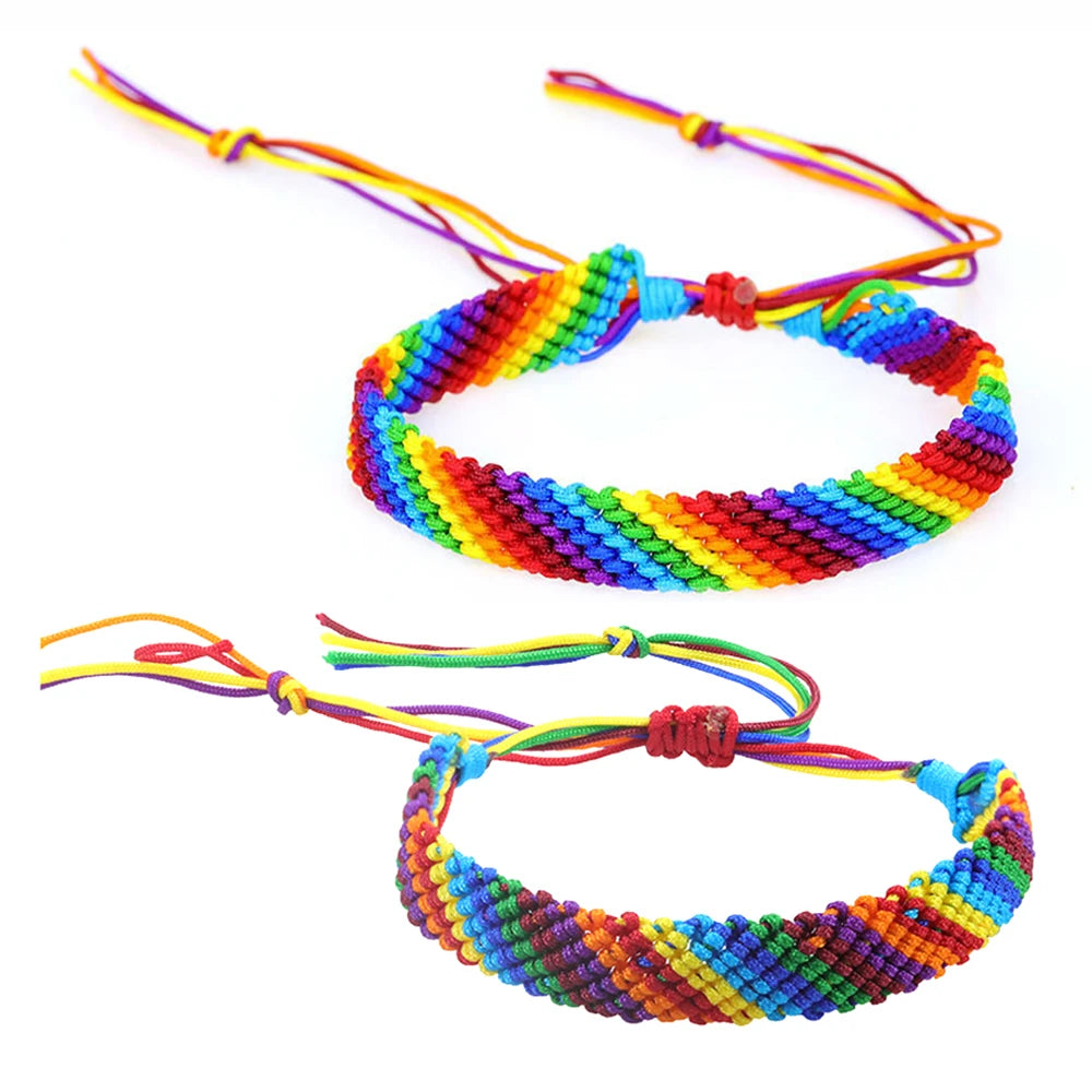 LGBT Pride Bracelet Wristband Lesbian Rope Bracelet LGBT Pride Bracelet Rainbow Bracelet Colorful Popular Fashion Weaving Casual