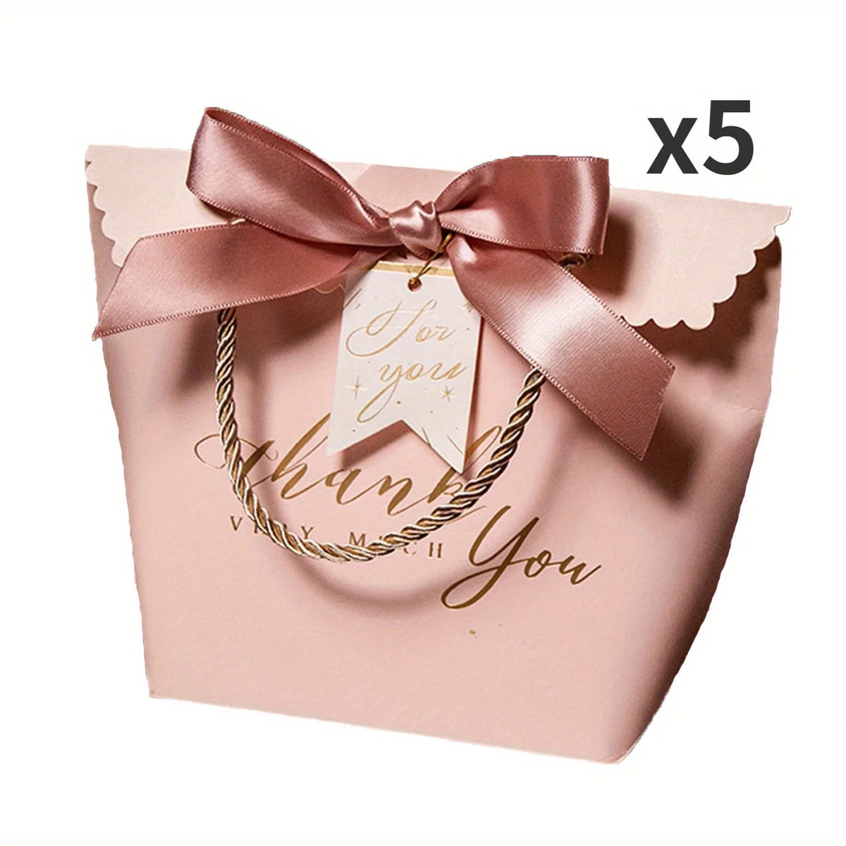 5/10pcs, Pink Thank You Handbag, Valentine's Day Gift Packaging Bags, Thank You Handbag, Hand-held Candy Boxes - Wedding & Party