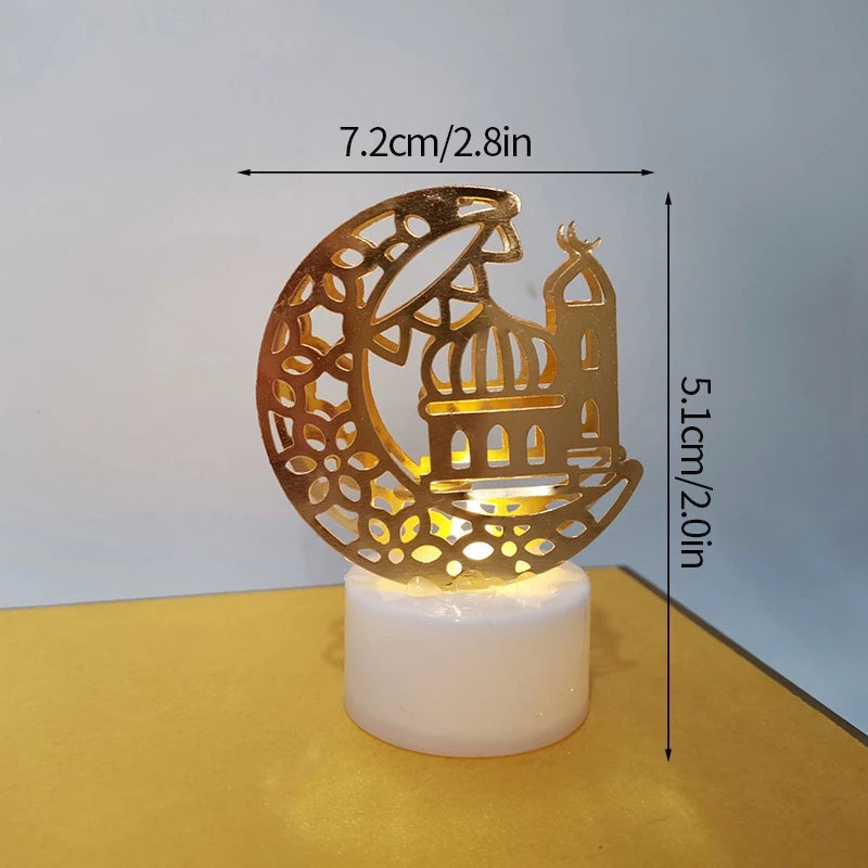 2024 Eid Mubarak Candle Lamp Creative Night Light Lantern Candle Holder Eid Mubarak Islamic Muslim Party Decor  Decorative Lamp