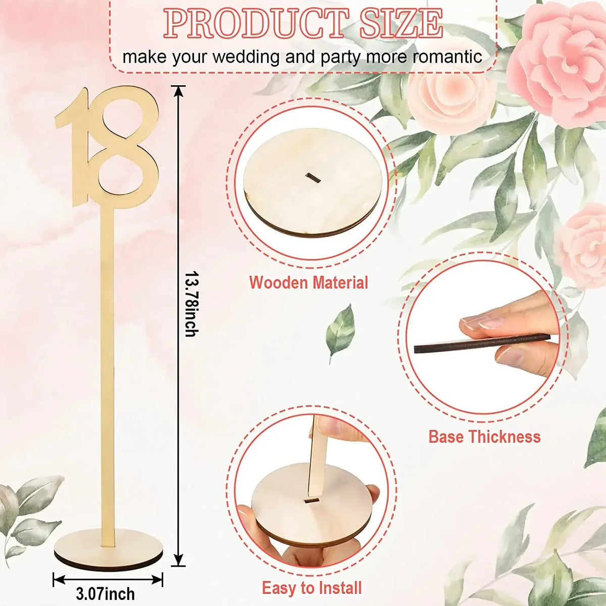 Wooden Table Numbers 1 To 20 Wood Wedding Table Number Signs with Holder Base for Wedding Party Table Home Birthday Decoration