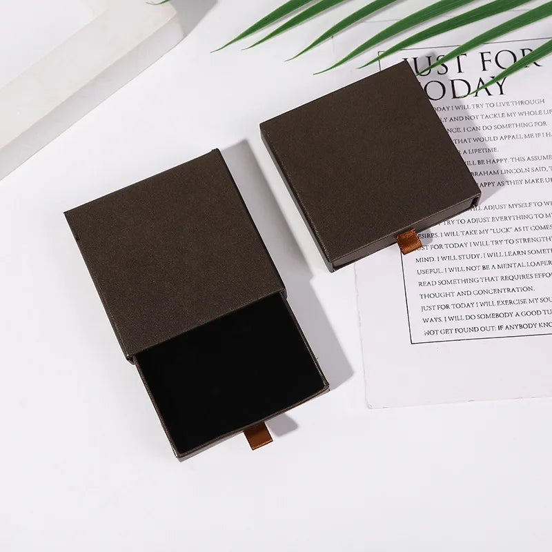 5/10 pcs 8/10x1.7cm Thin Kraft Paper Drawer Jewelry Packaging Box Greeting Card Necklace Bracelet Gift Package Case Boxes