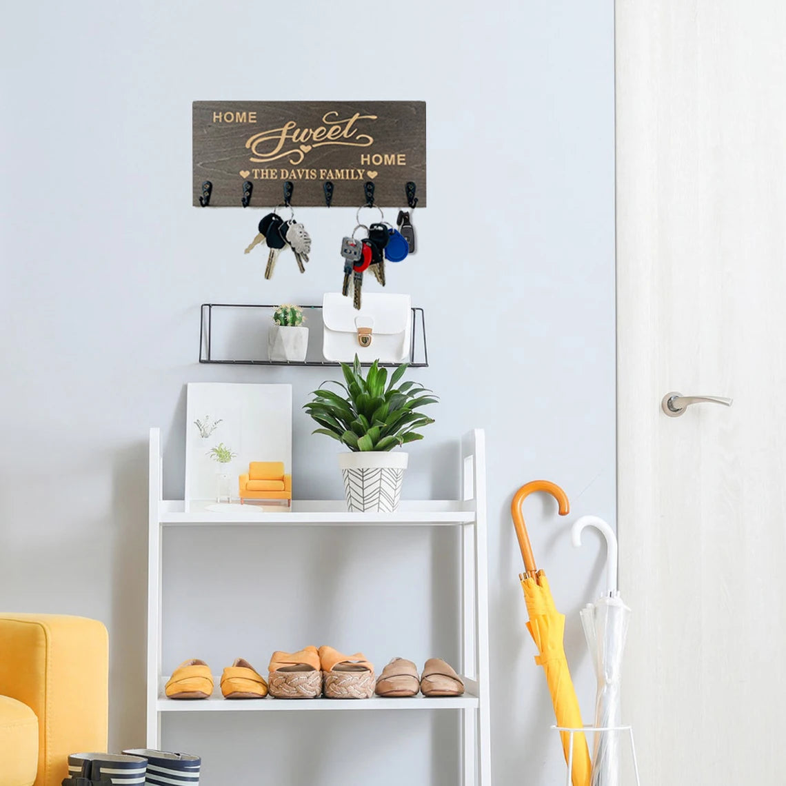 Personalized Key Holder for Wall Wood Custom Key Hook Key Hanger Housewarming Gift Wall Home House Warming Presents Decortion