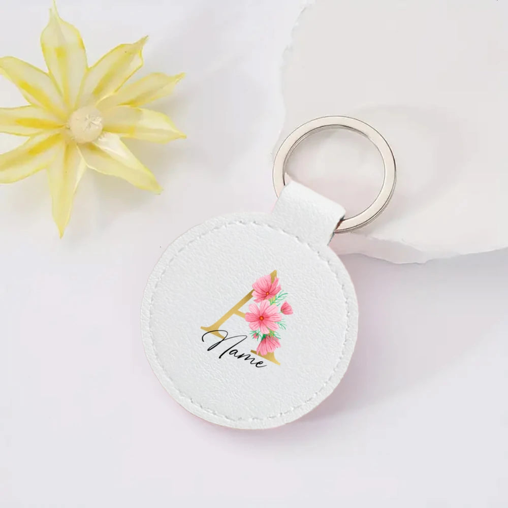 Personalized Keyring Pendant Initial with Name Key Chain Leather Key Ring Mobile Phone Bag Jewelry Accessories Best Gift for Her