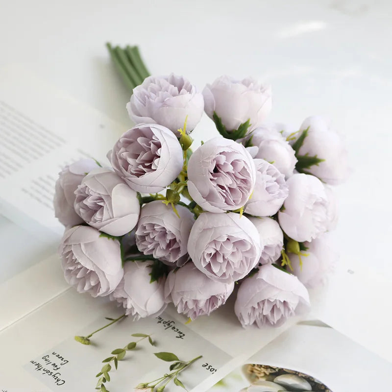27 Heads Artificial Rose Peony Flowers Bridal Bouquet for Home Party Table DIY Decor Fake Flowers Wedding Decoration Flowers