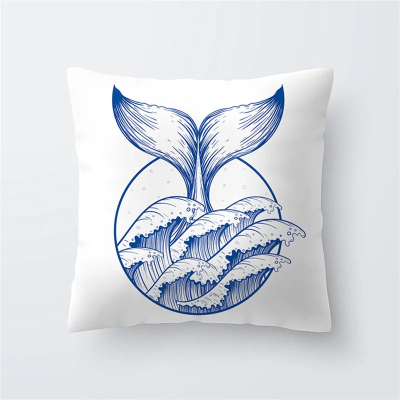 45x45cm marine organism ship printed pattern cushion cover for home living room sofa bedroom decoration pillow case