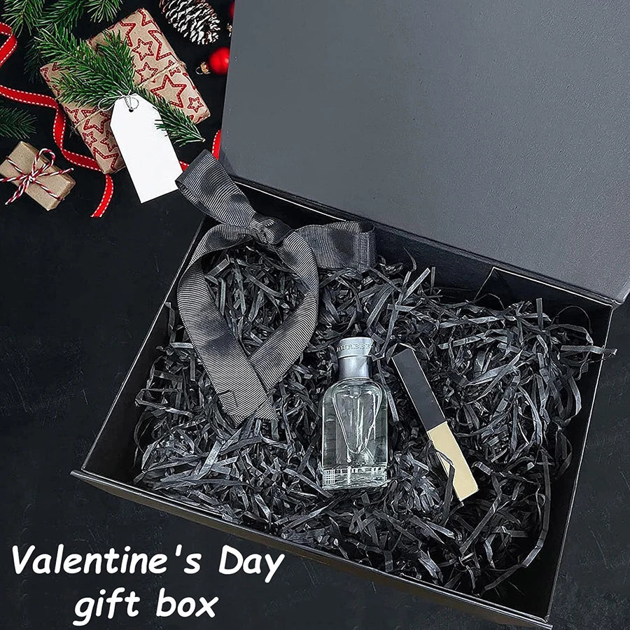3 Sizes Available Luxury Magnetic Gift Box With Lid Ribbon Lafite Grass Greeting Card Valentine's Day Gift Packaging Box