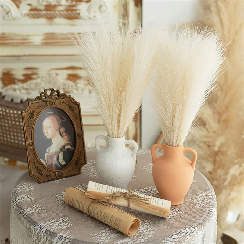 55CM 10PCS Fluffy Pampas Grass Boho Decor Flower Fake Plant Reed Simulated Wedding Party Home Decoration Artificial Flowers