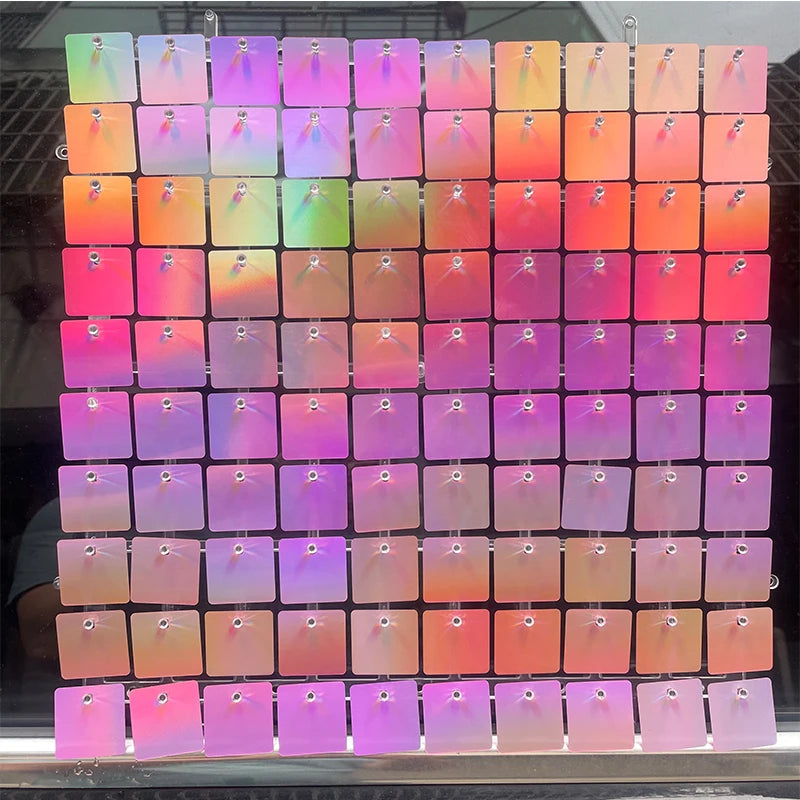 16pcs Champagne Shimmer Wall Backdrop 3D Sequin Panel Backdrop Art Wall Backgroud Cloth Wedding Birthday Party Backdrop Decor