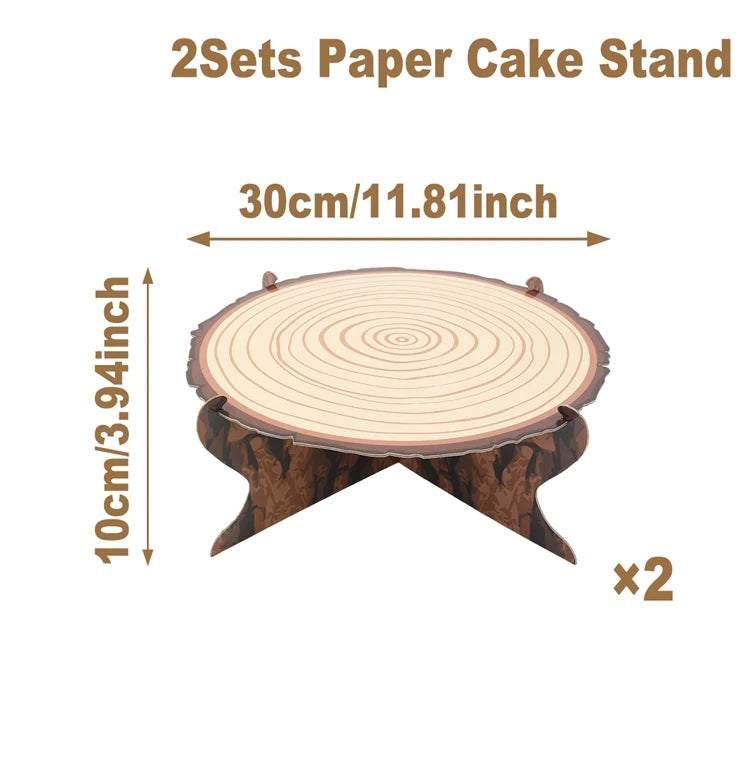 1set Cake Rack  Stand  for Birthday Country Wedding Party Decor Forest Style Table Decoration Round Cupcake Holder Cupcake Stand