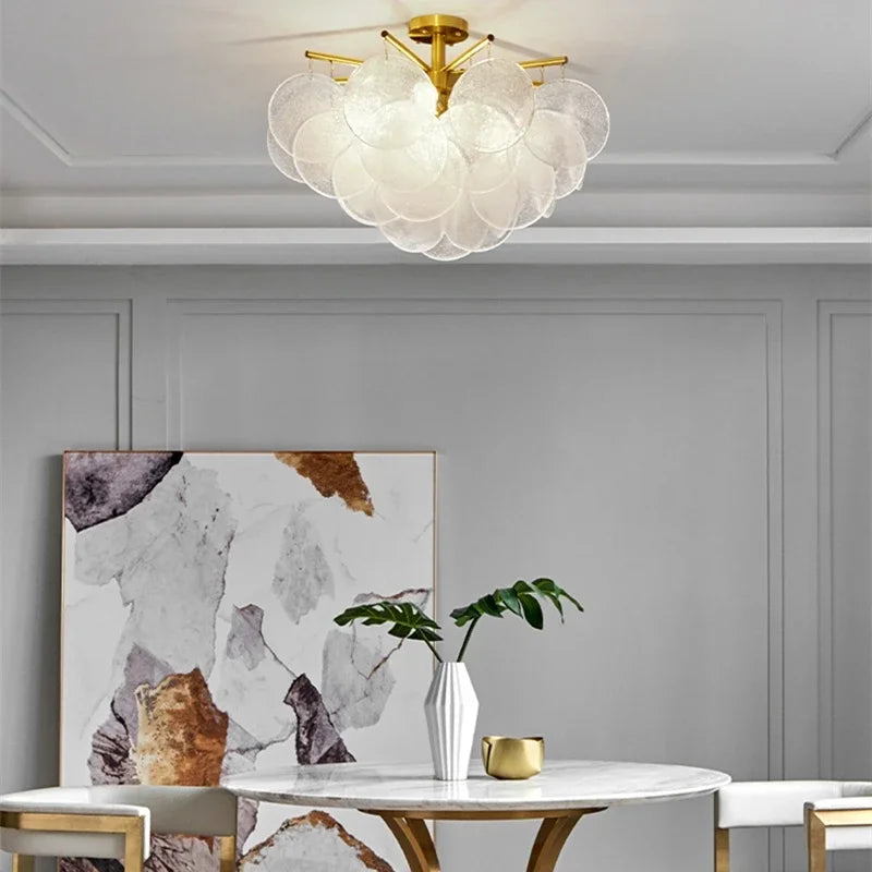 Glass Pendant Match LED Chandelier For Living Room Dining Bedroom Luxury Metal Indoor  Decorations Lighting fixtures